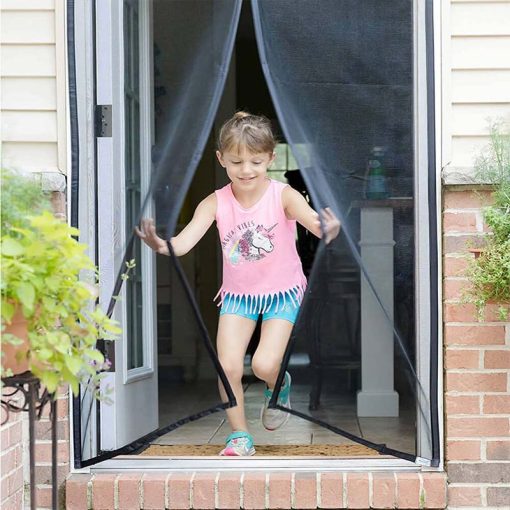 Magic Mesh Door Screen Easy Installation Hands Free Entry Keeps Insects Out Durable Design Convenient Daily Use