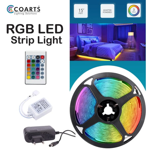 RGB LED Strip Light 16FT | Color Changing Light Strip with Remote & App Control for Room